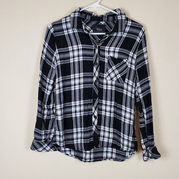 Rails Hunter Black & White Plaid Button-up Long Sleeve Shirt - Picture 1 of 10